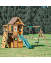 Mount Peak - Kazbek Swing Set And 2 Level Play House With Wooden Roof